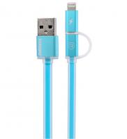Дата кабель USB 2.0 AM to Lightning + micro USB Remax RC-020t Blue